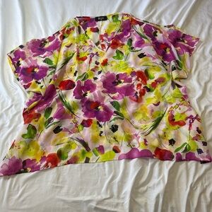 Merritt Chiffon Vibrant Floral V-Neck Blouse